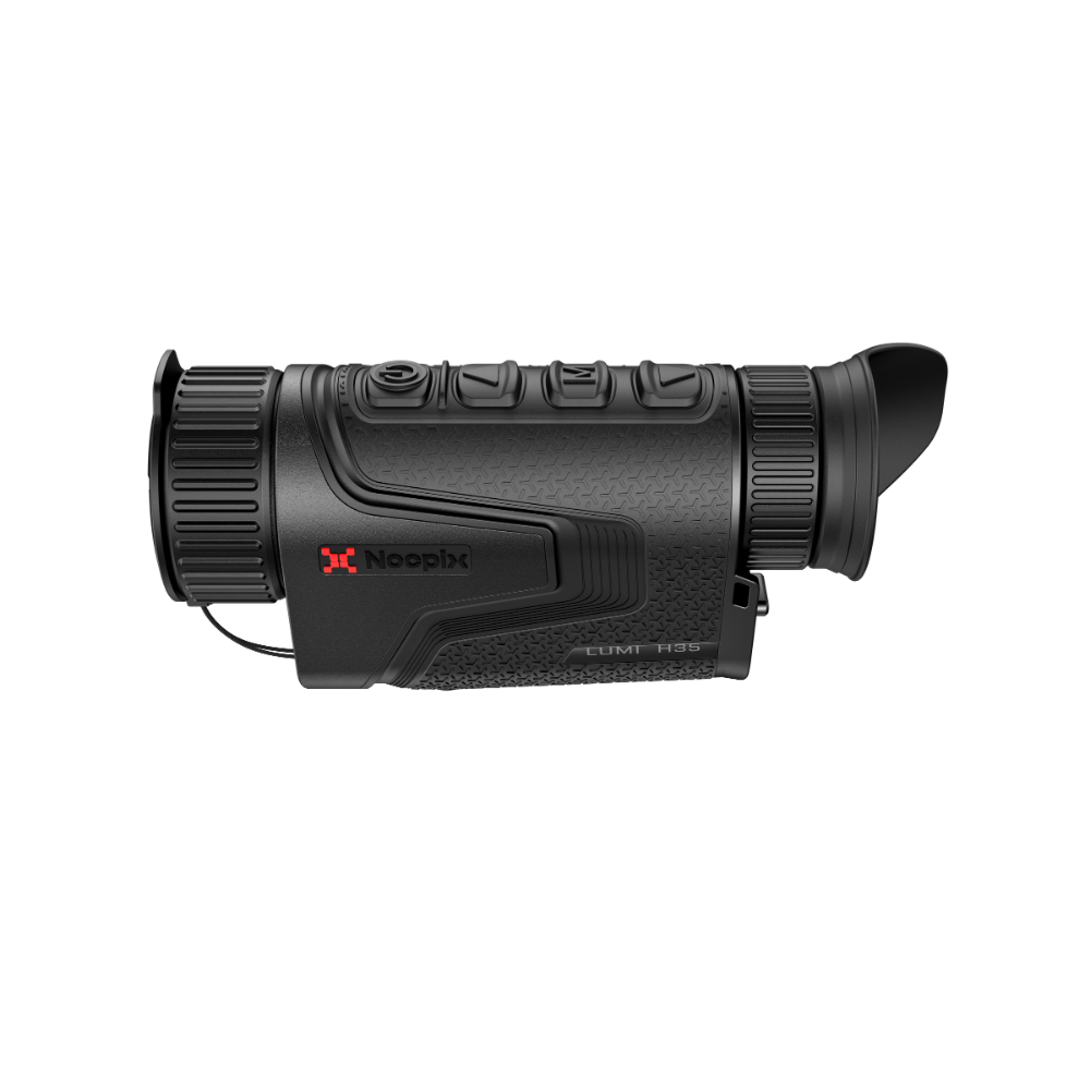 A black Nocpix LUMI H35 thermal monocular camera shown from a side profile.