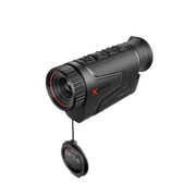 A black thermal rifle scope with a textured grip, rubberized lens cover, and a small red Nocpix logo 2