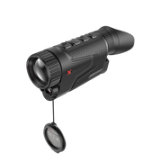 A black thermal monocular camera with a textured grip, a large front lens, and a small Nocpix logo, shown with its protective cap.