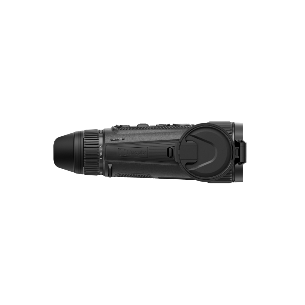 A black thermal monocular device, shown from a side profile view. The brand 'Nocpix' is embossed on the side of the body.