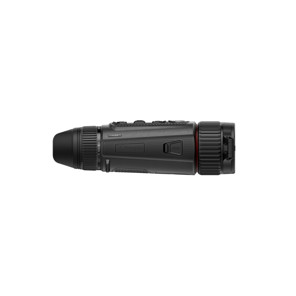 A black thermal monocular device shown horizontally.