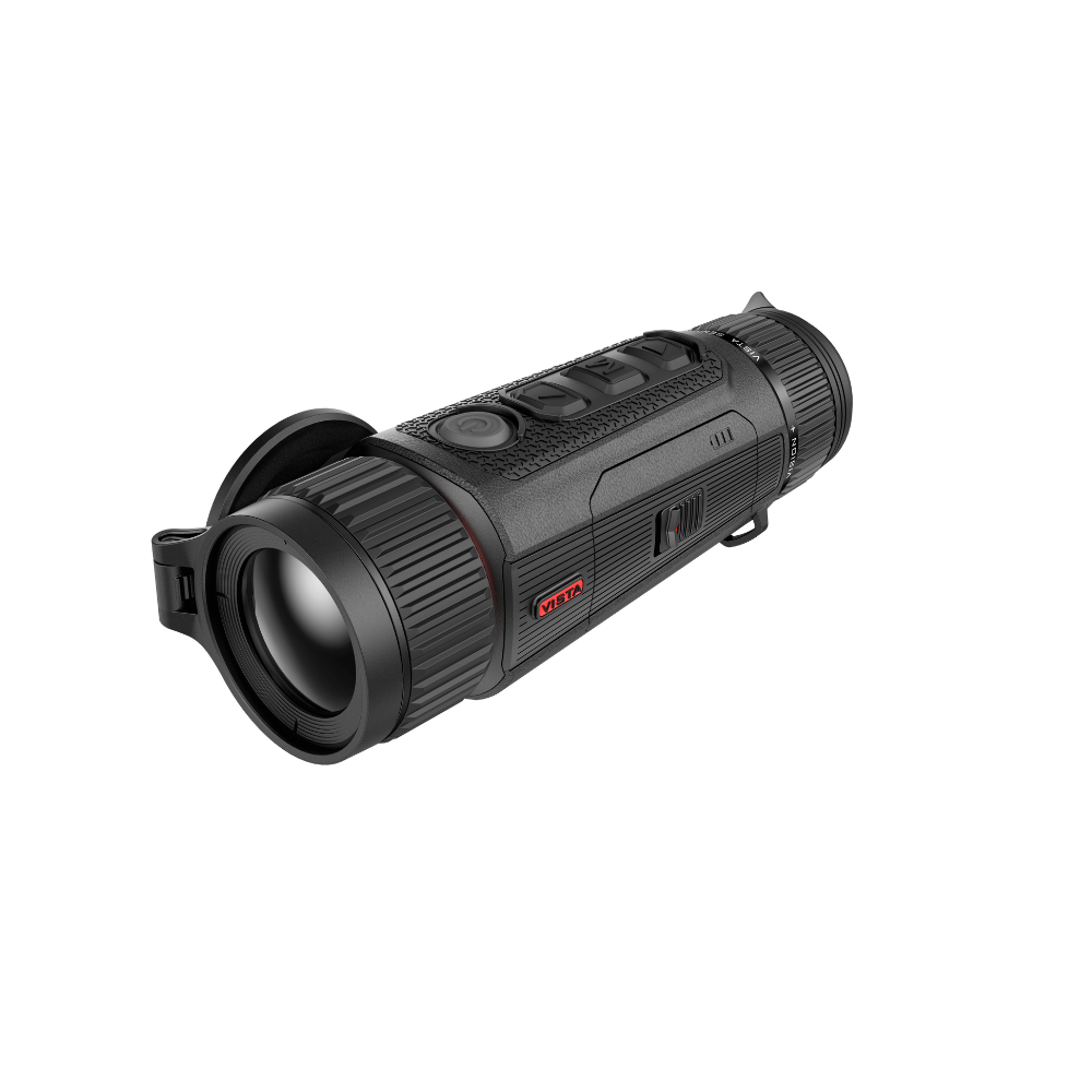 A black thermal monocular with a textured grip, side buttons, and a small Vista brand logo.
