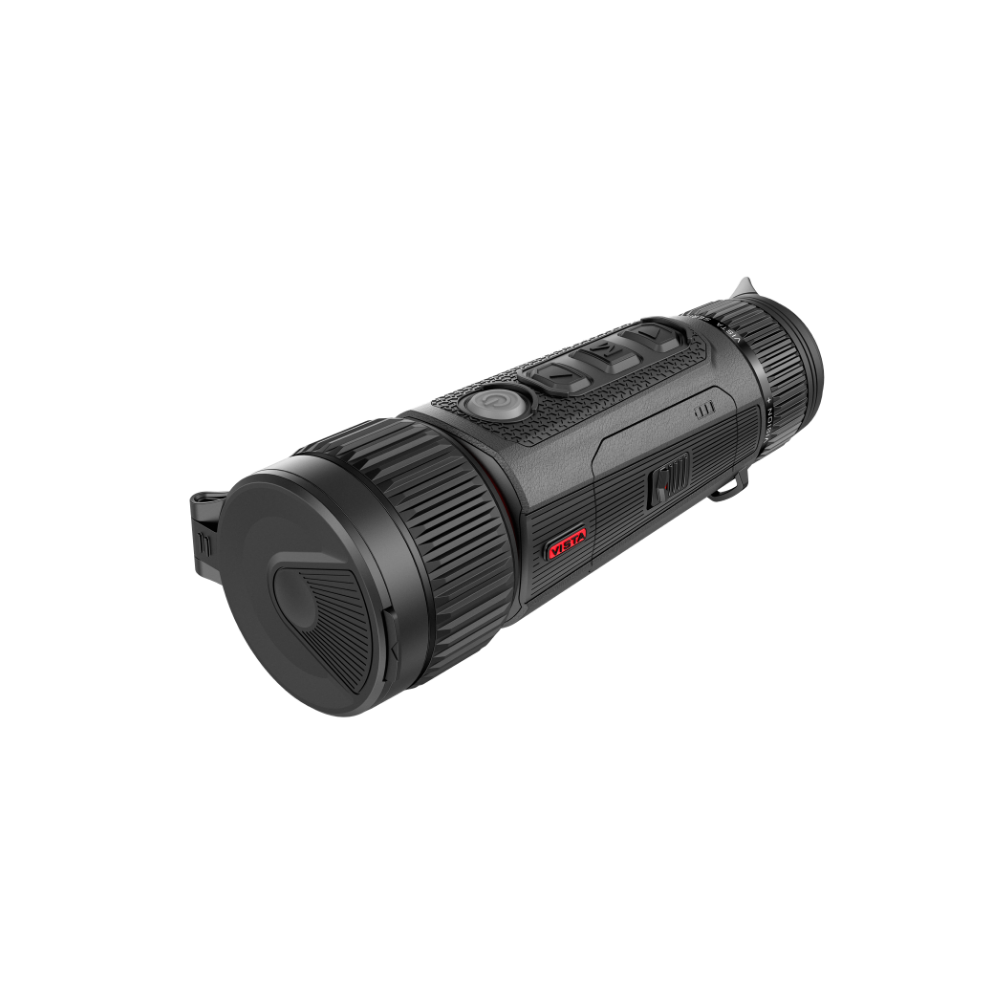 A black thermal monocular with a textured grip, side buttons, and a red 'Vista' logo.