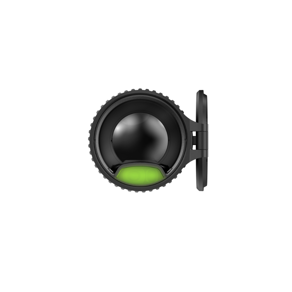 A black thermal monocular device shown from a front profile view.