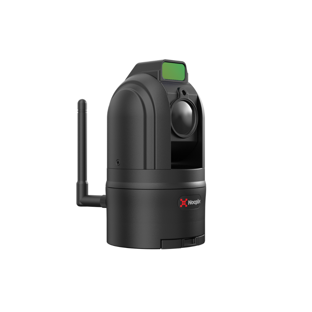 A black Nocpix brand camera unit with a green rectangular light on top.