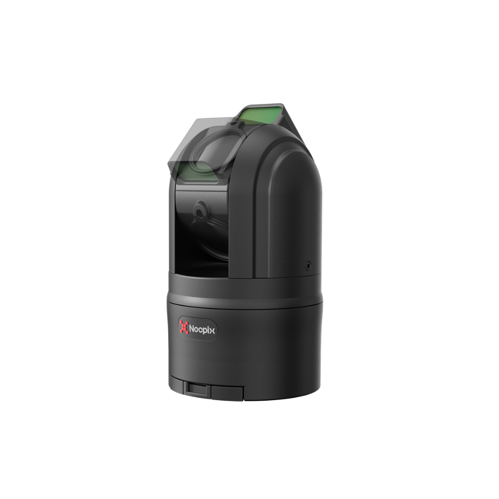 A black Nocpix brand camera unit with a green rectangular light on top.