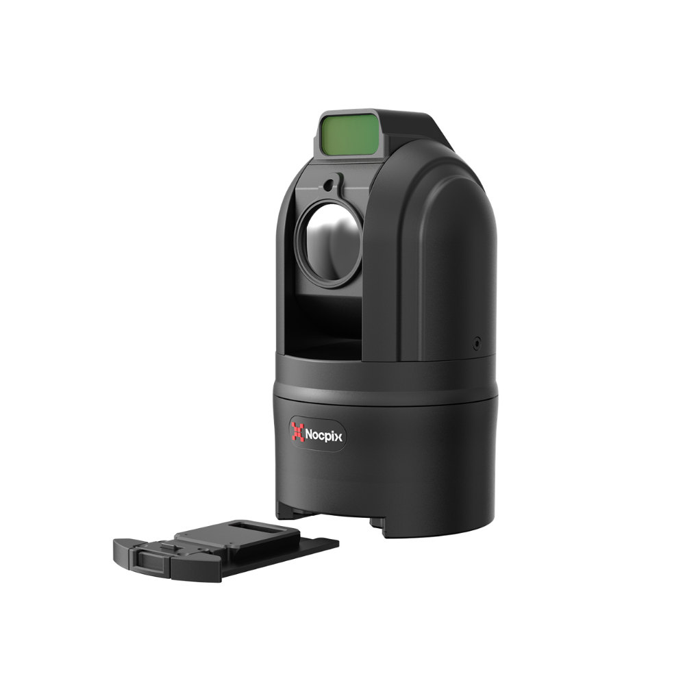 A black Nocpix brand camera unit with a green rectangular light on top.