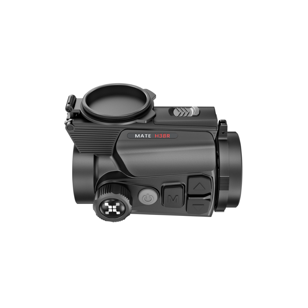 A black thermal clip-on, identified as a Mate H38R model, shown from a side profile view.