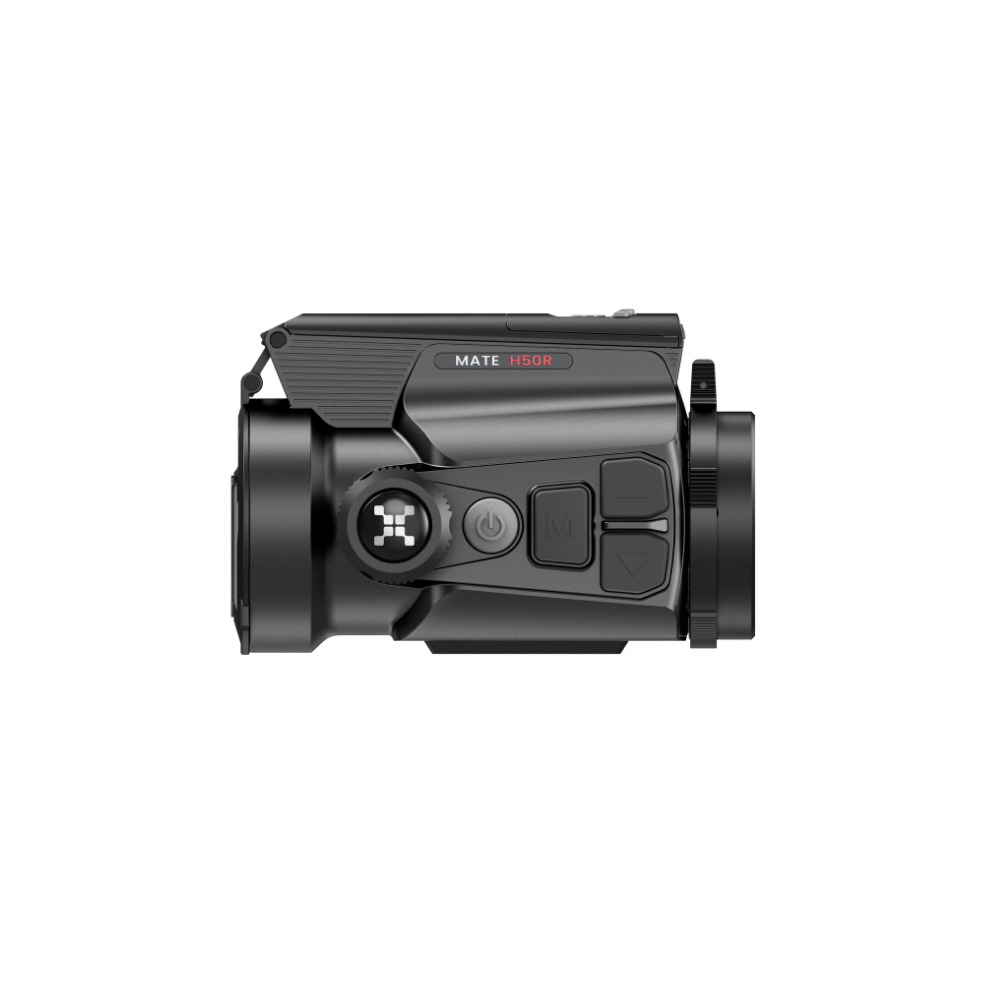 A black thermal clip-on, specifically a  Mate H50R, shown from a side profile view.