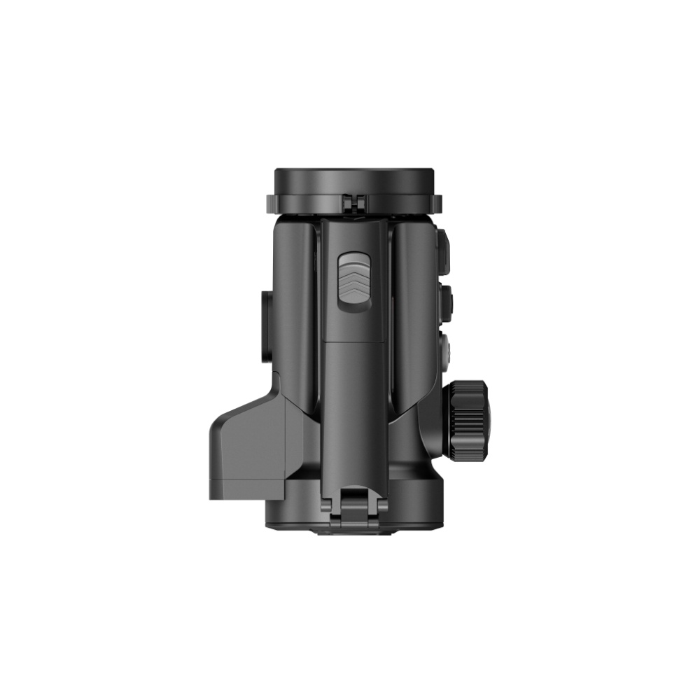 A black thermal clip-on, shown from a side profile view.