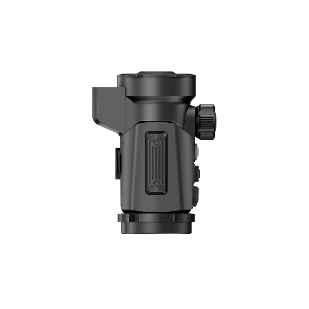 A black thermal clip-on, shown from a side profile view.
