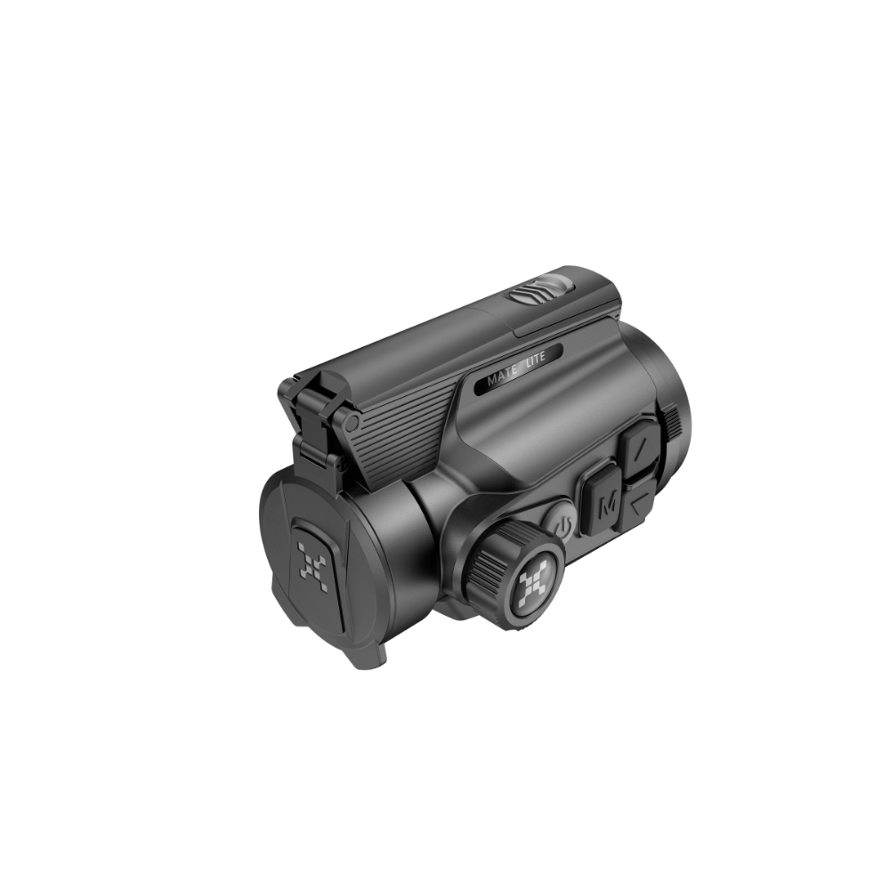 A black thermal clip-on, shown from an elevated angle.