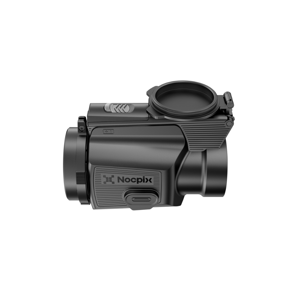 A black Nocpix clip-on, shown from a three-quarters perspective.