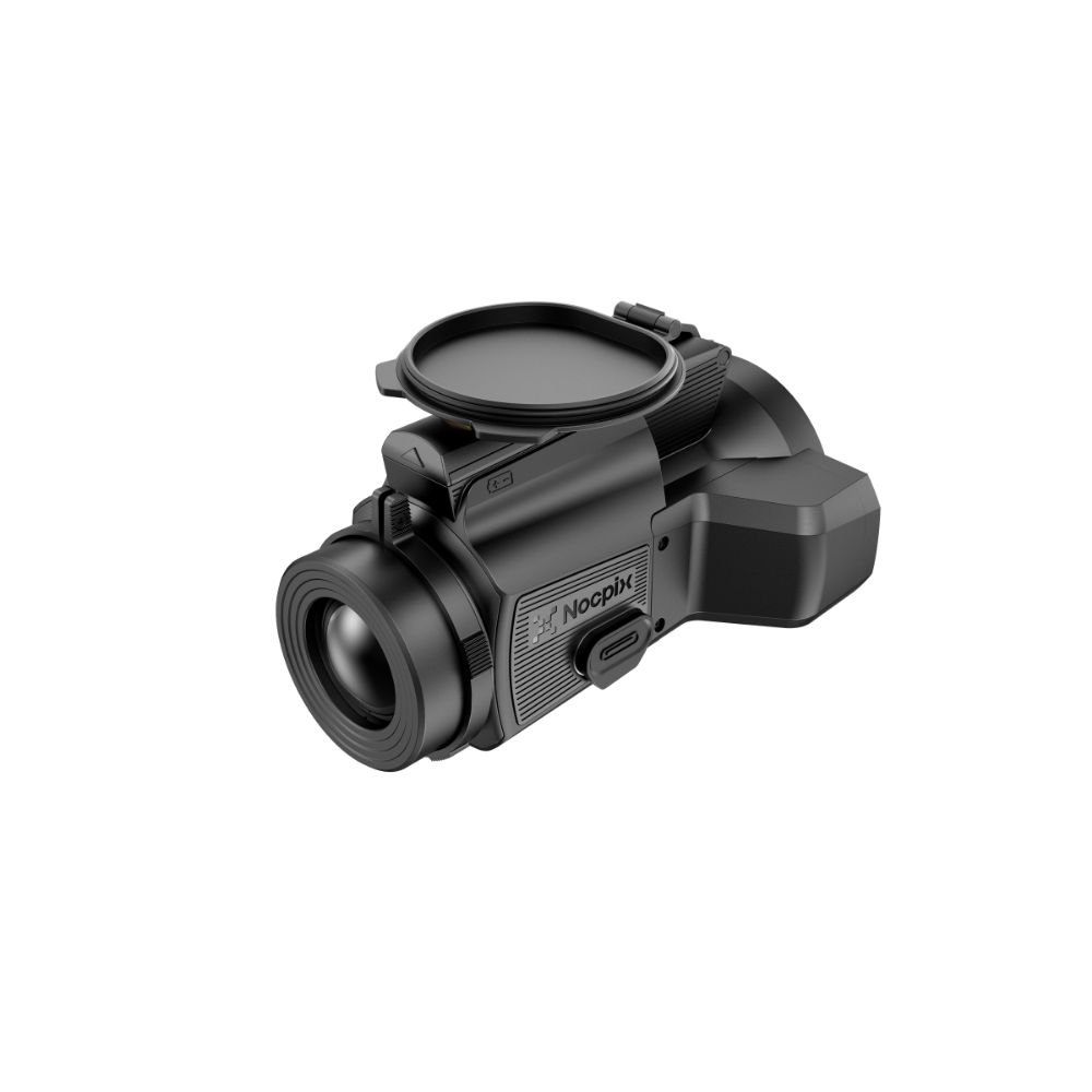 A black thermal clip-on with a circular objective lens cover, textured grip, and gold 'MATE ULTRA' branding.