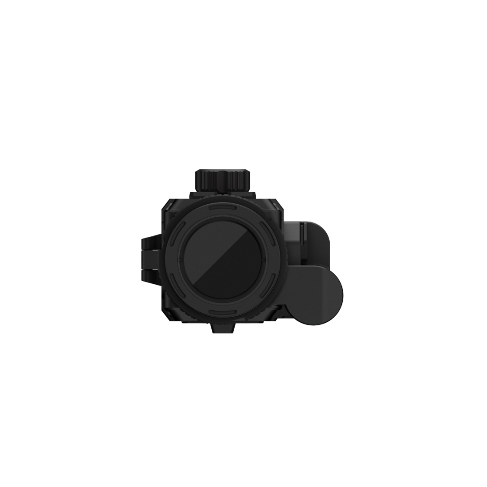 A black Rix thermal imaging scope with a textured eyepiece and control buttons, shown a front angle.