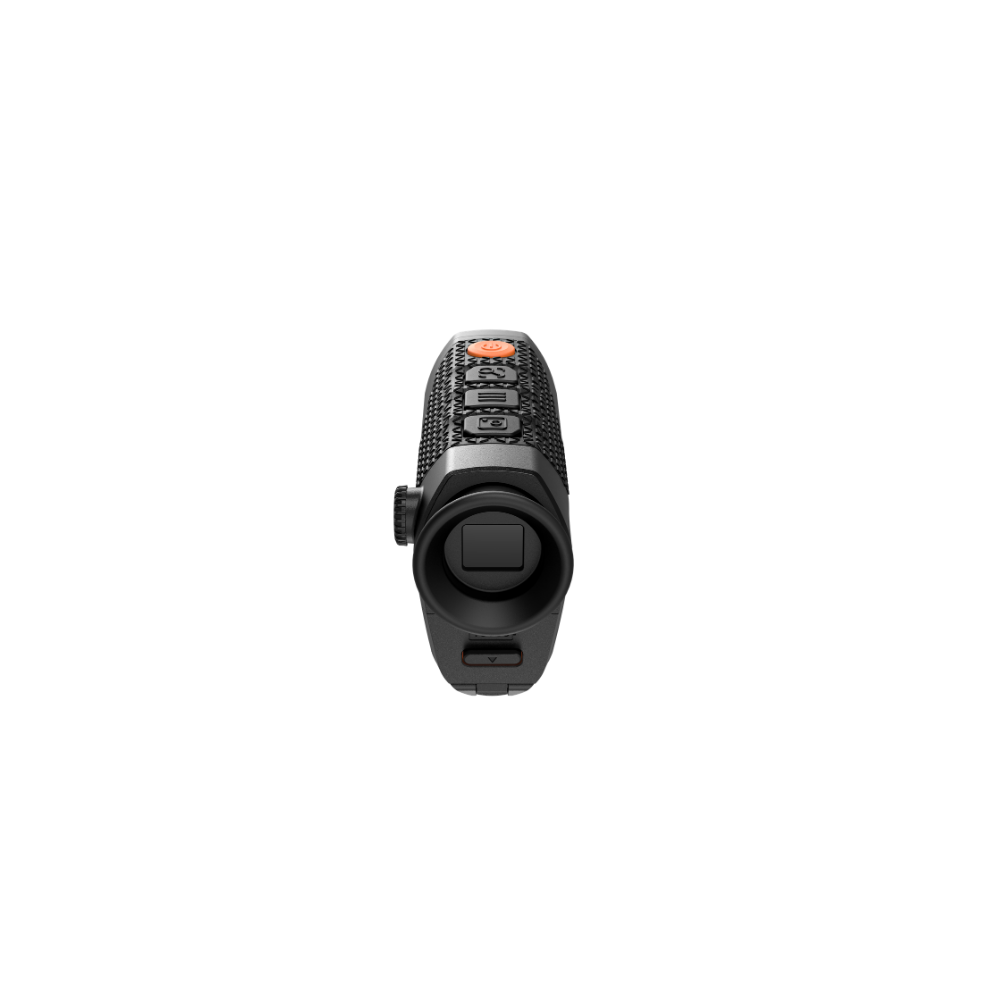 A black Rix thermal imaging scope with a textured eyepiece and control buttons, shown at an angle.