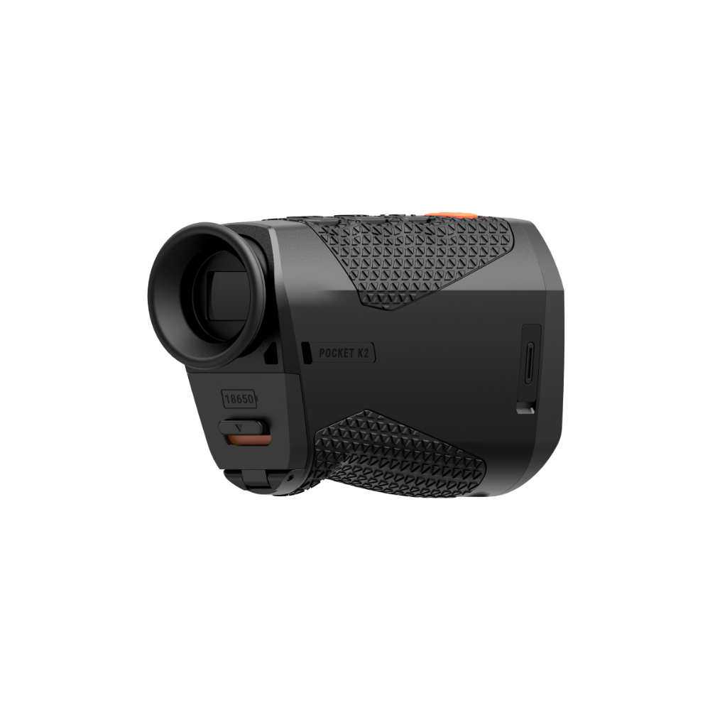 A black Rix thermal imaging scope with a textured eyepiece and control buttons, shown at an angle.