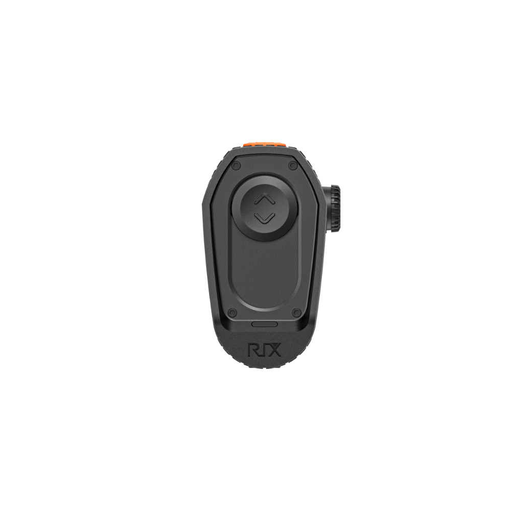 A black Rix thermal imaging scope with a textured eyepiece and control buttons, shown at an angle.