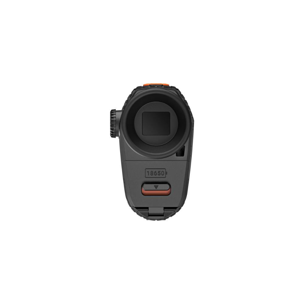 A black Rix thermal imaging scope with a textured eyepiece and control buttons, shown at an angle.