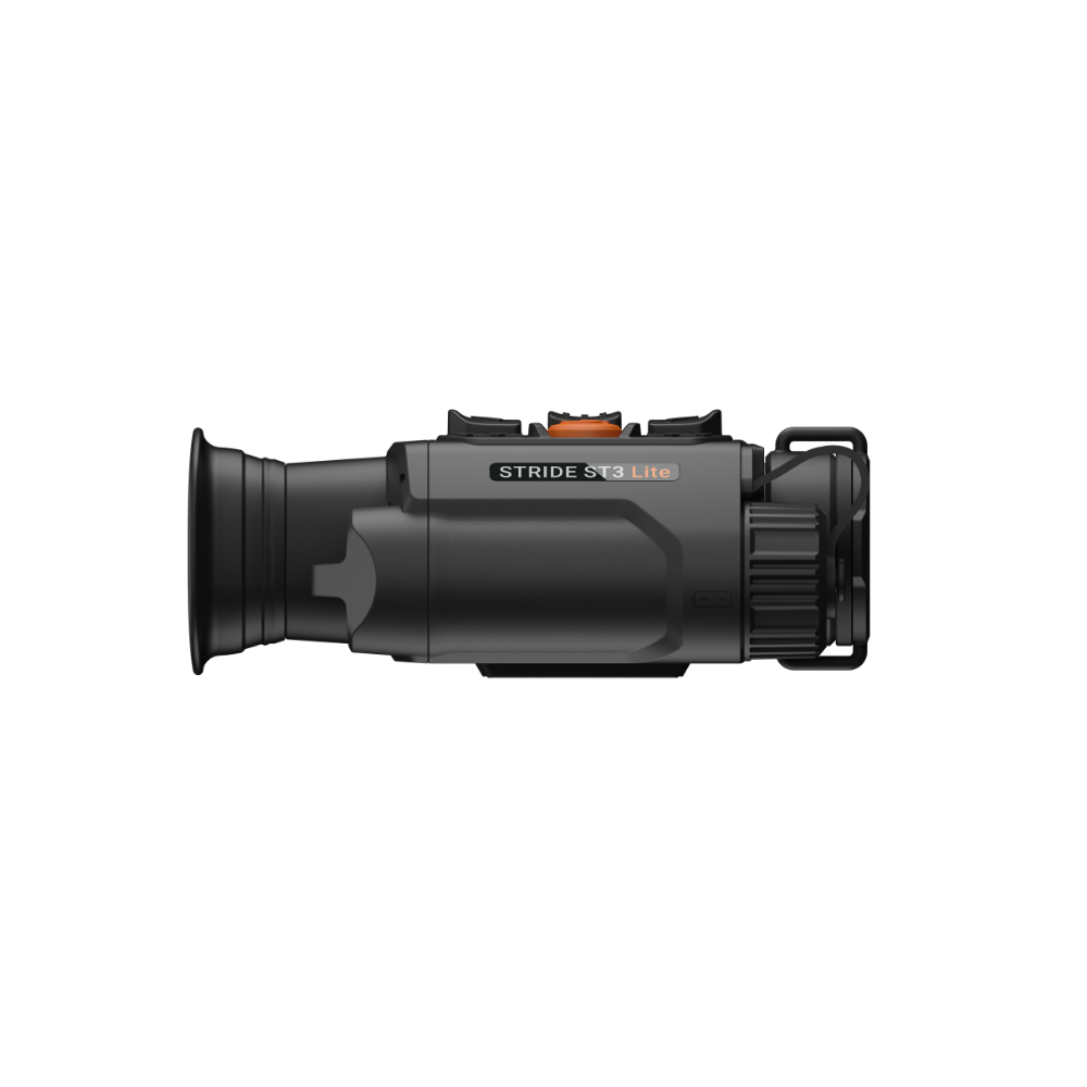 A black Rix thermal imaging scope with a textured eyepiece and control buttons, shown at an angle.