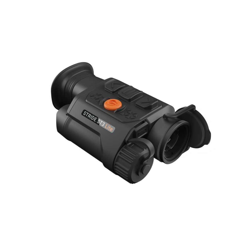 A black Rix thermal imaging scope with a textured eyepiece and control buttons, shown at an angle.