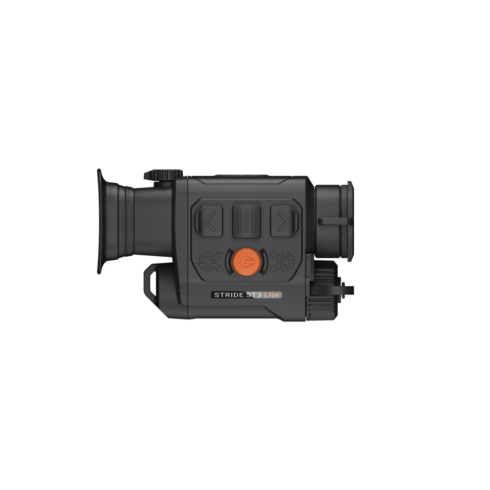 A black Rix thermal imaging scope with a textured eyepiece and control buttons, shown at an angle.