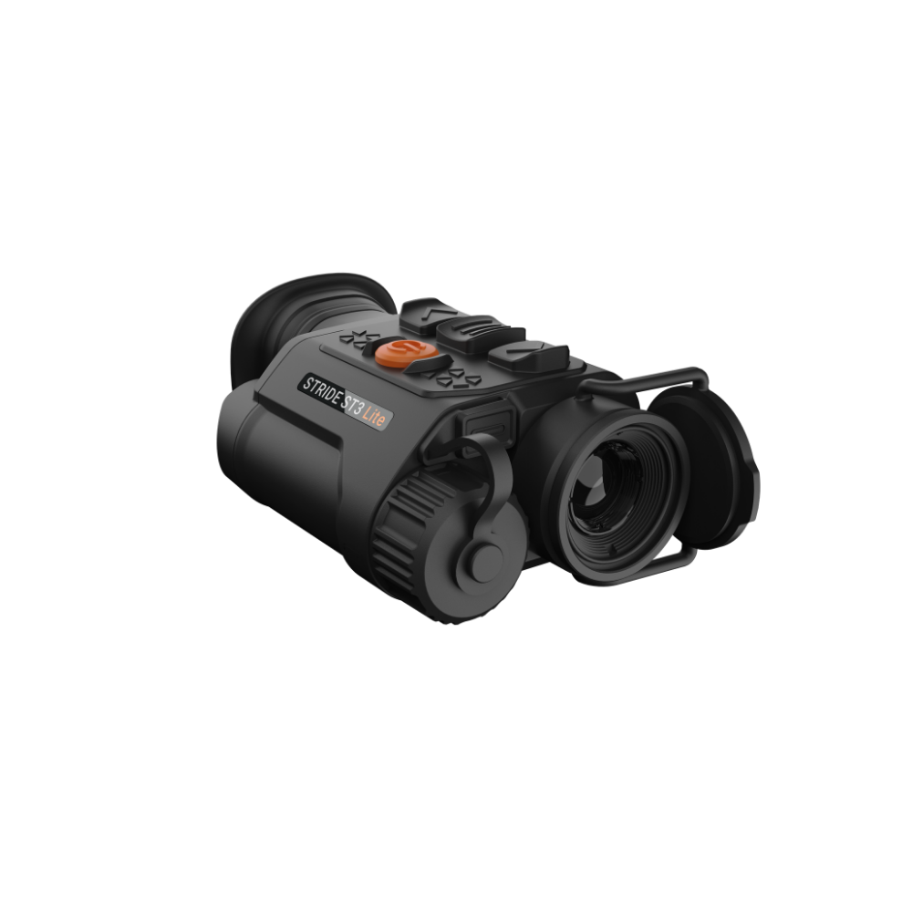 A black Rix thermal imaging scope with a textured eyepiece and control buttons, shown at an angle.