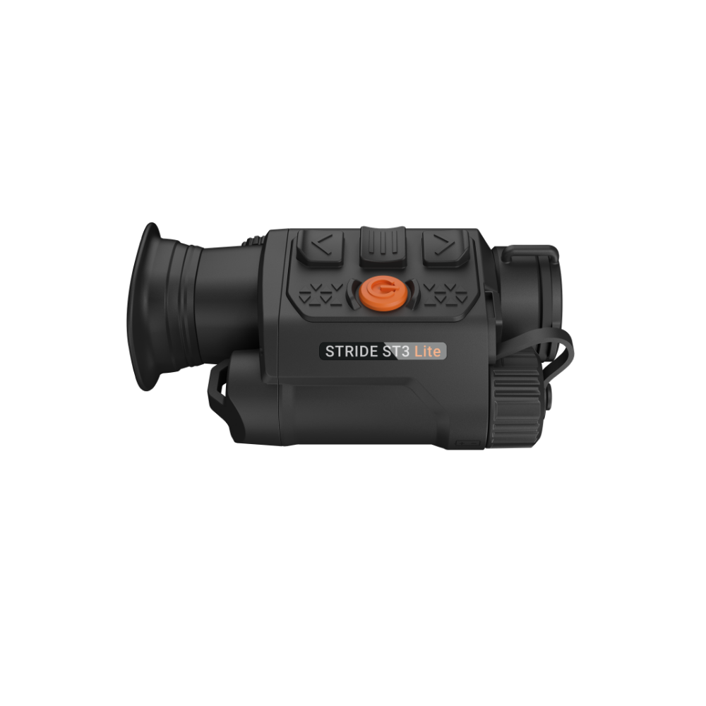 A black Rix thermal imaging scope with a textured eyepiece and control buttons, shown at an angle.