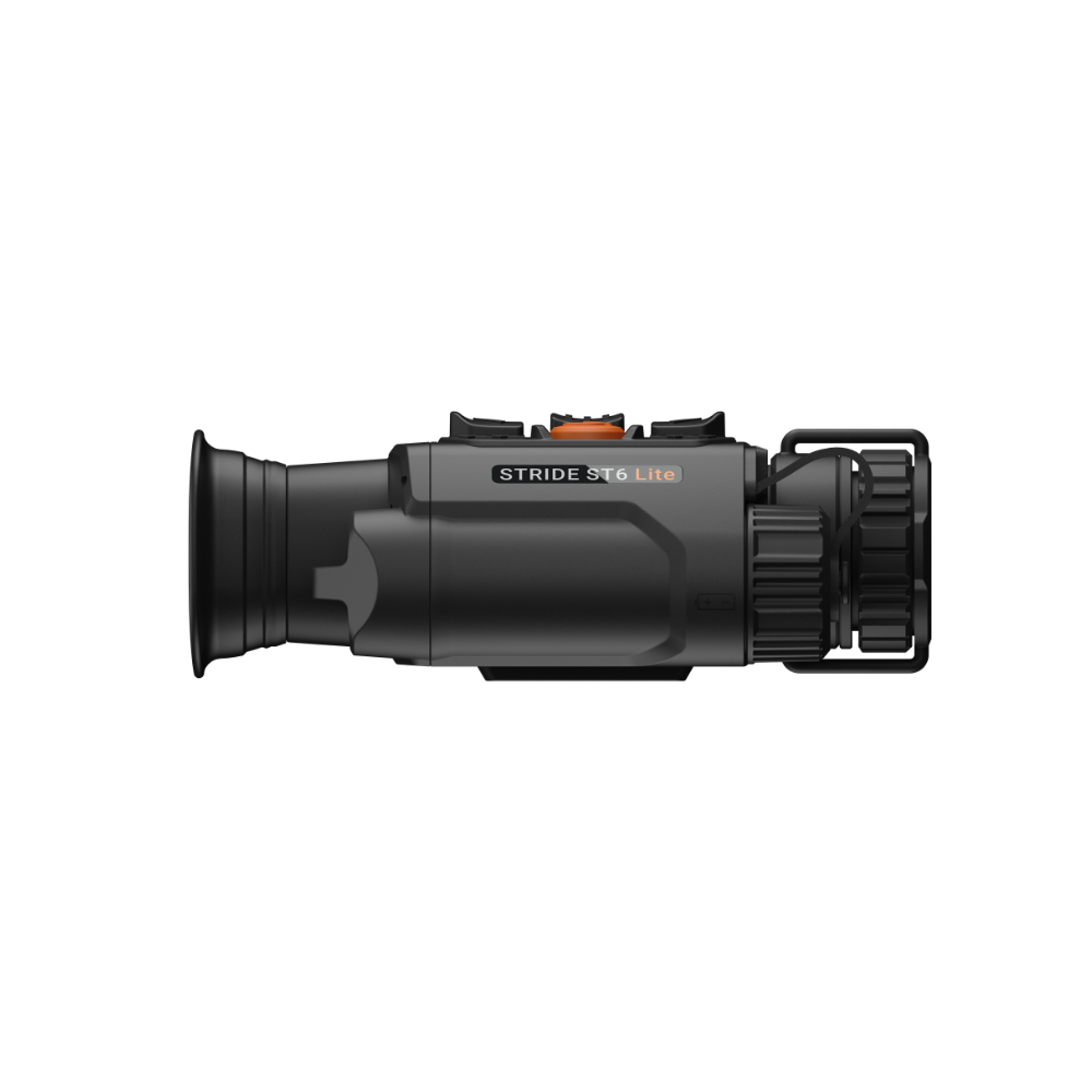A black Rix thermal imaging scope with a textured eyepiece and control buttons, shown at an angle.