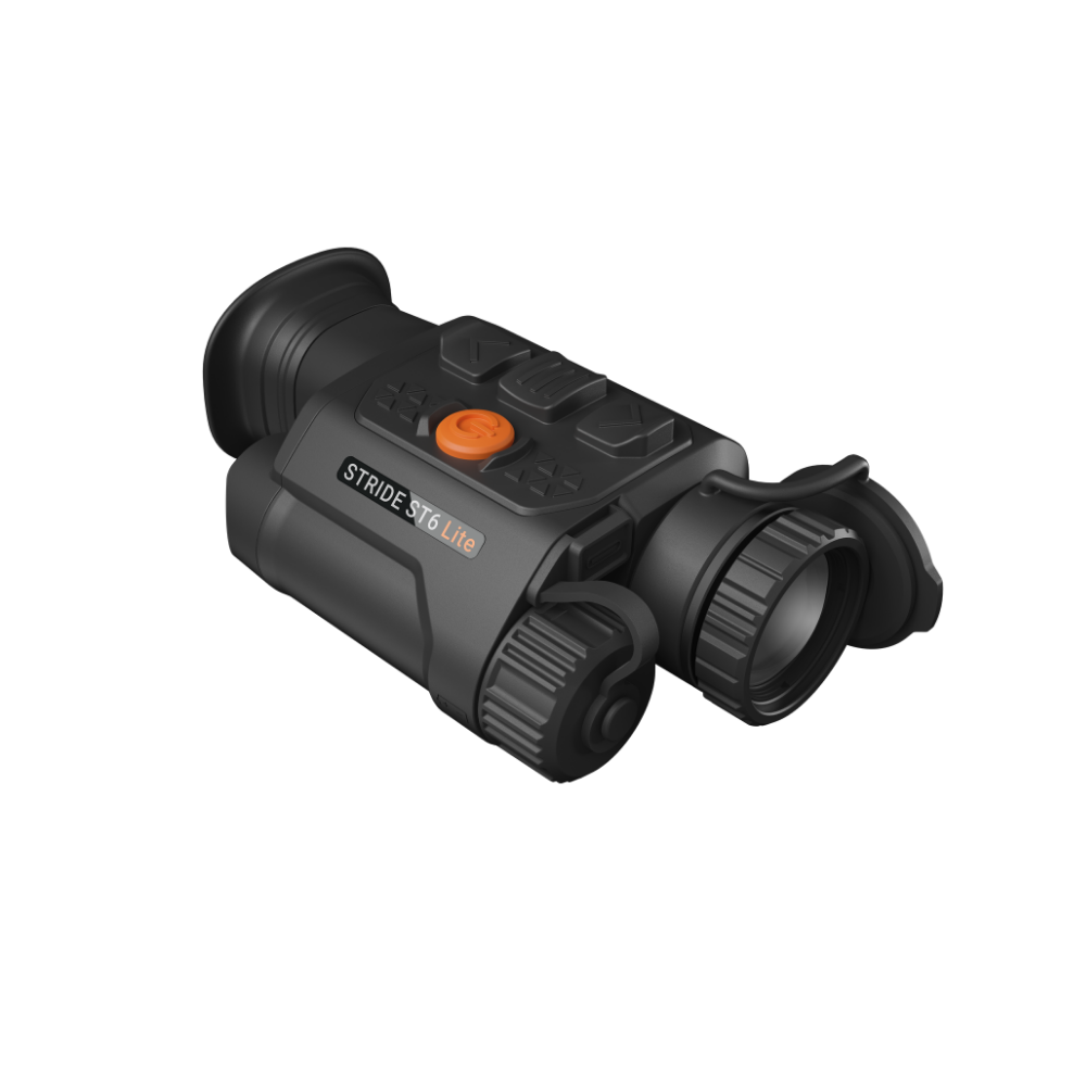A black Rix thermal imaging scope with a textured eyepiece and control buttons, shown at an angle.