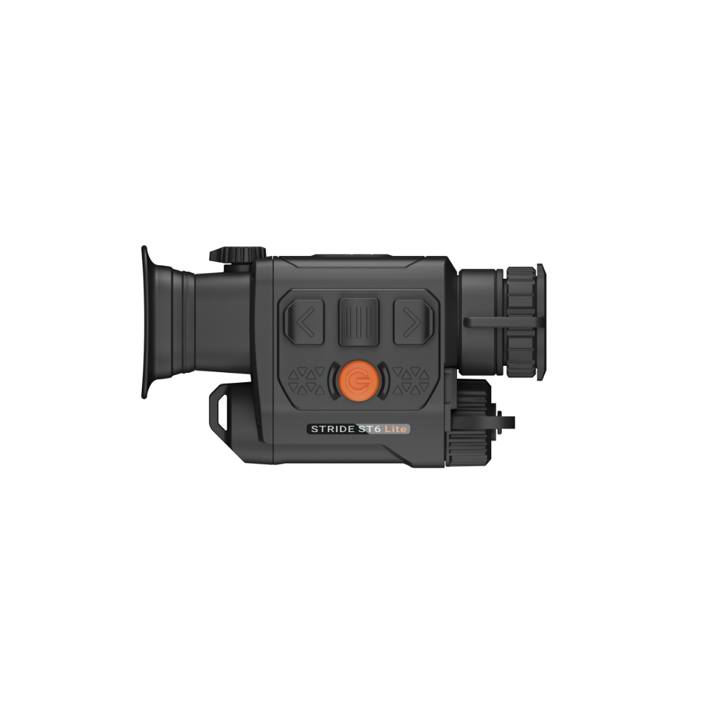 A black Rix thermal imaging scope with a textured eyepiece and control buttons, shown at an angle.