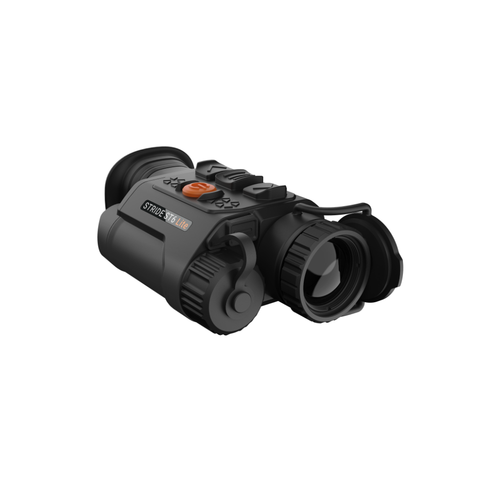A black Rix thermal imaging scope with a textured eyepiece and control buttons, shown at an angle.