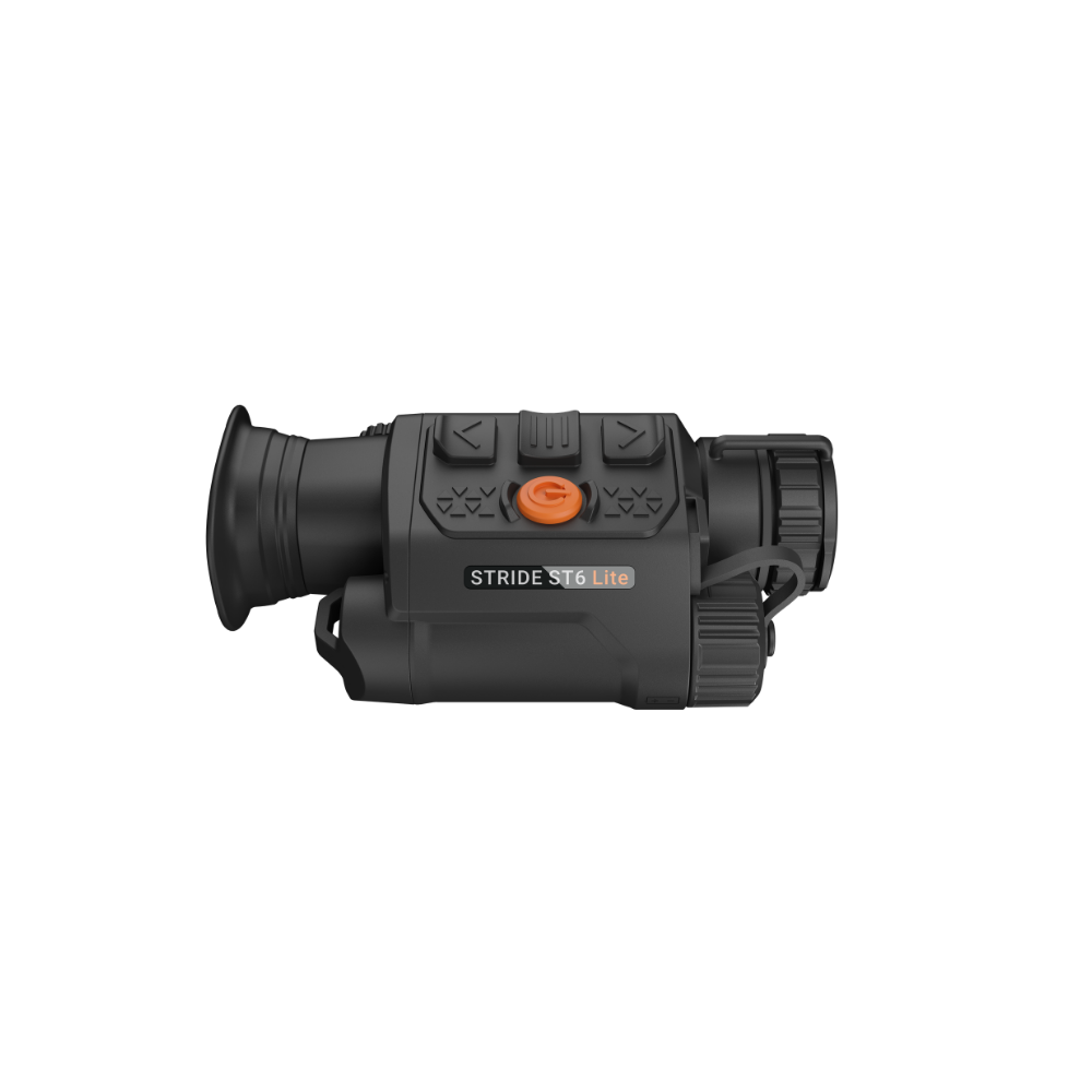 A black Rix thermal imaging scope with a textured eyepiece and control buttons, shown at an angle.