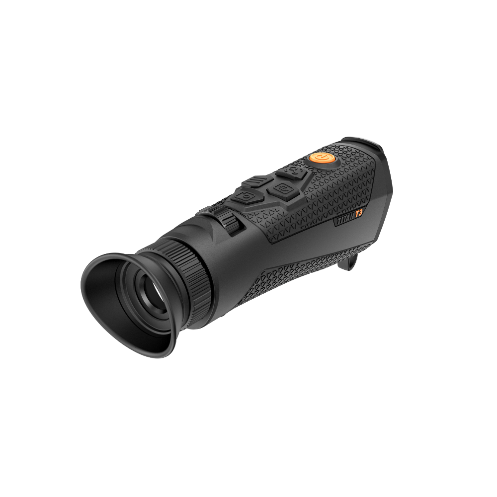 A black Rix thermal imaging scope with a textured eyepiece and control buttons, shown at an angle.