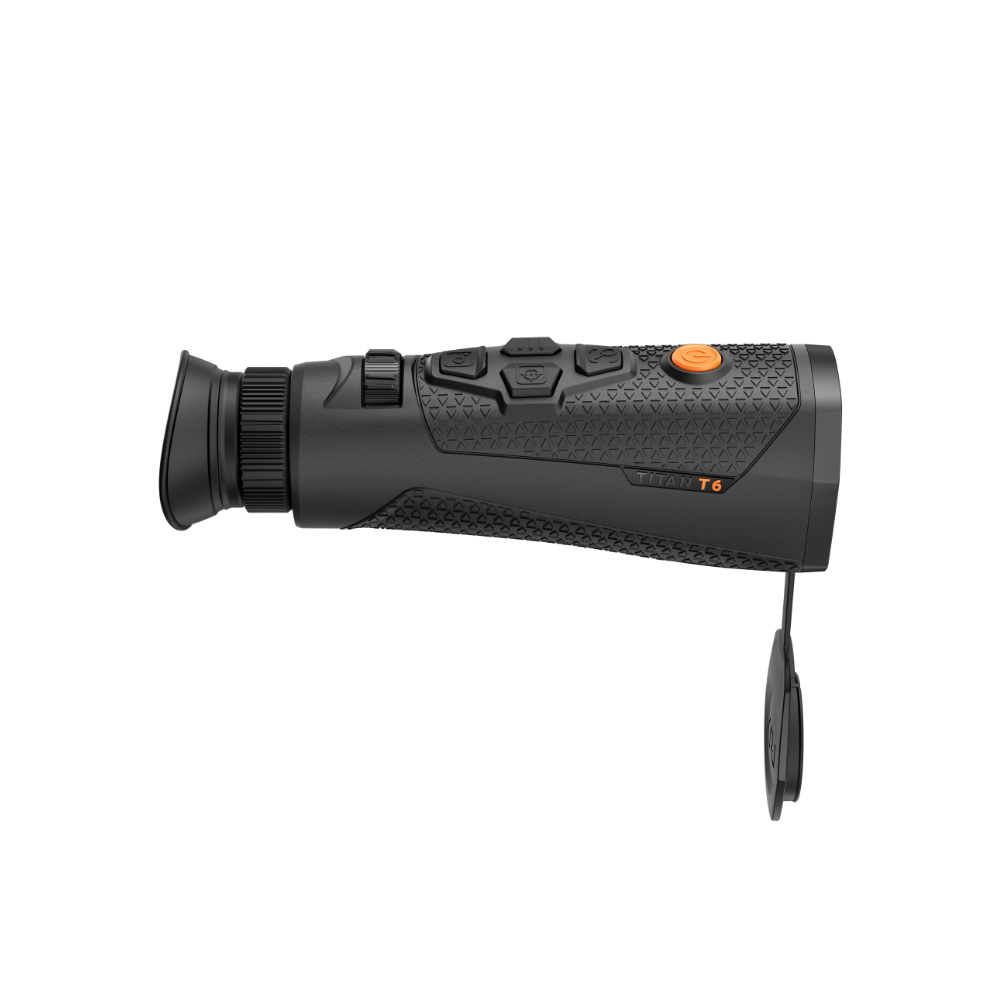 A black Rix thermal imaging scope with a textured eyepiece and control buttons, shown at an angle.