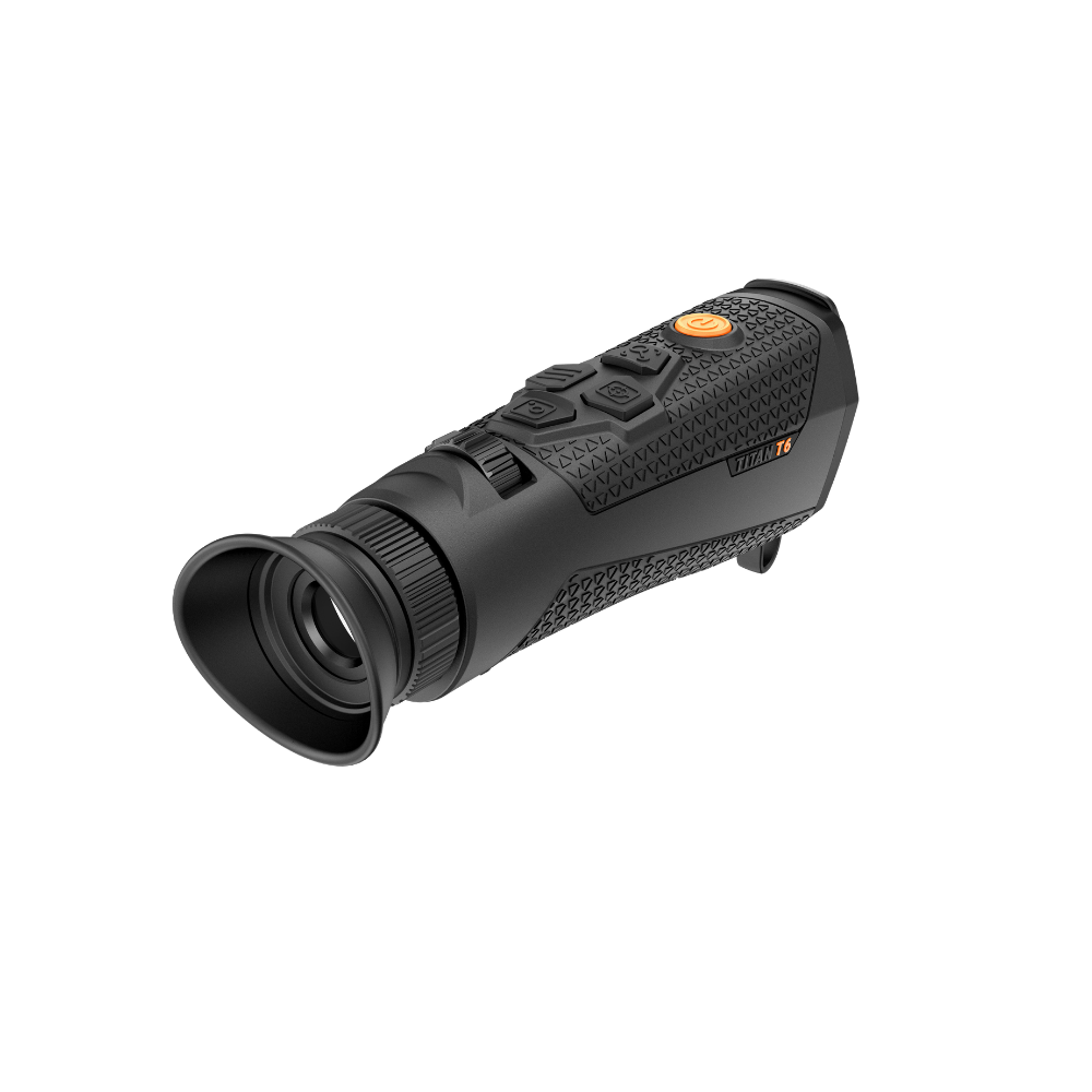 A black Rix thermal imaging scope with a textured eyepiece and control buttons, shown at an angle.