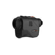 A black Cyclone 315 thermal imaging monocular with a textured grip, side button, and an orange accent button, shown from a three-quarters angle.