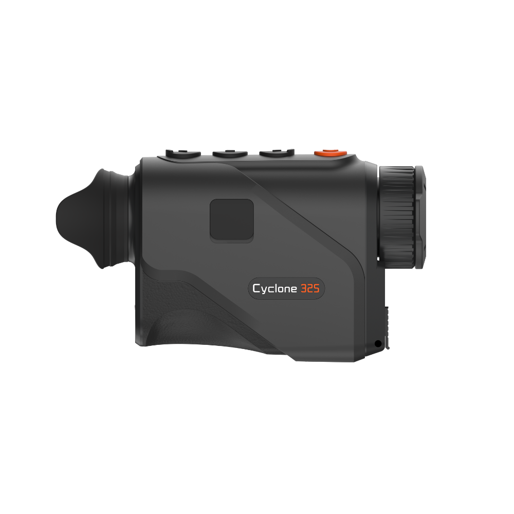 A black Cyclone 325 rangefinder device shown from a side profile view.