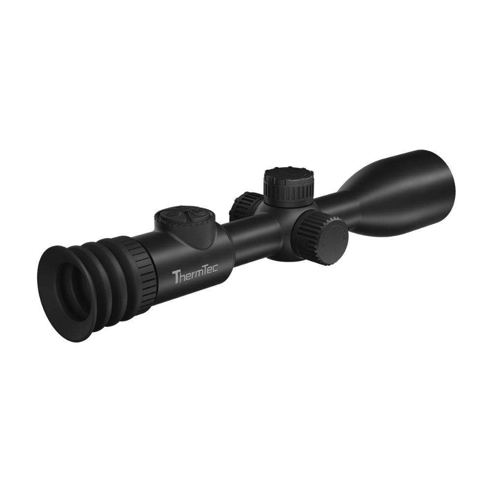 Black rifle scope with 'Thermtec' branding.