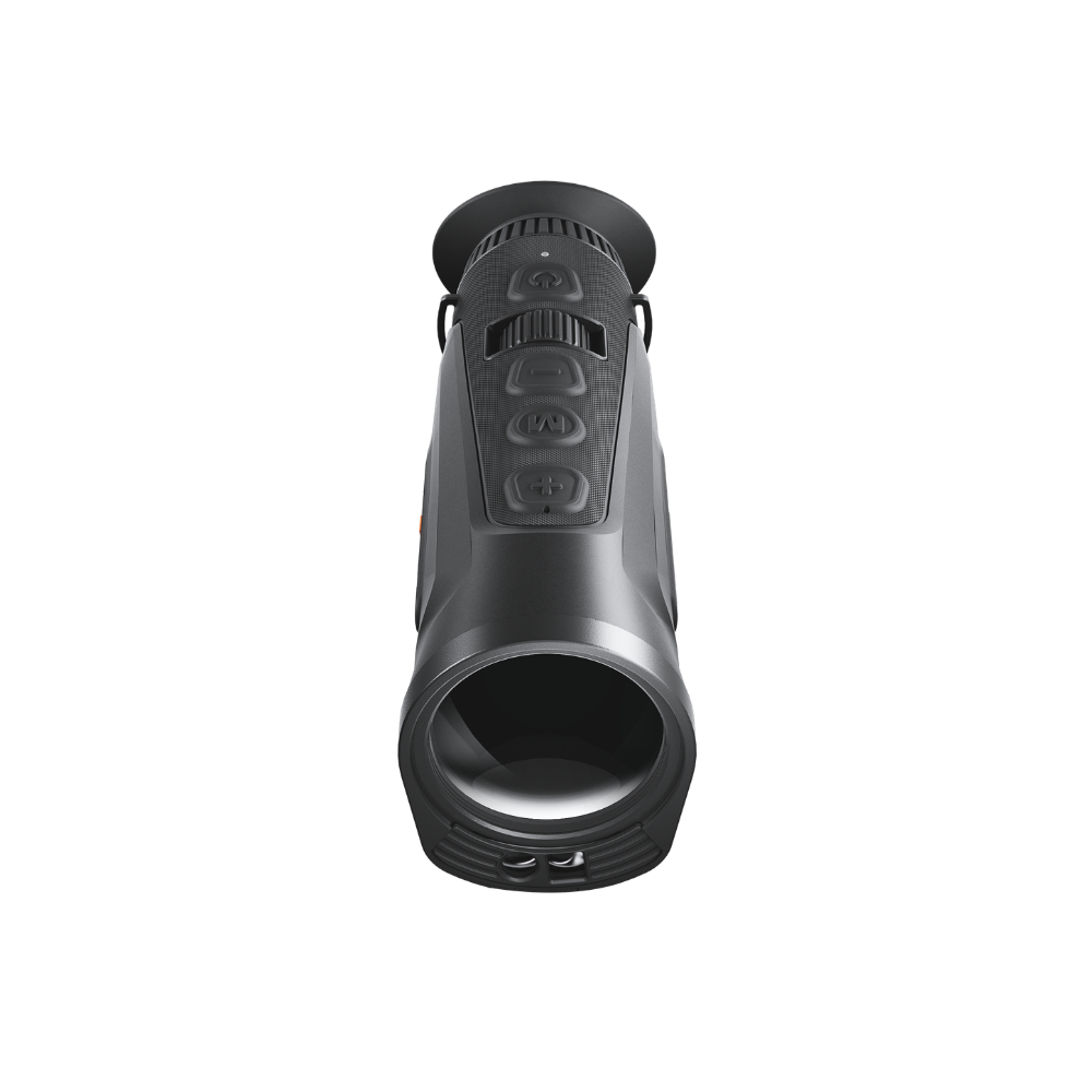 A black thermal monocular , identified as a Cyclops 335 3.0, shown at a top angle.
