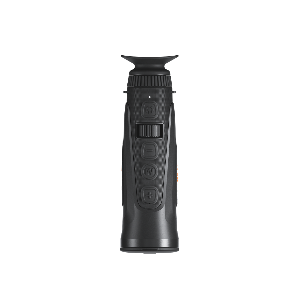 A black thermal monocular , identified as a Cyclops 335 3.0, shown at a top angle.