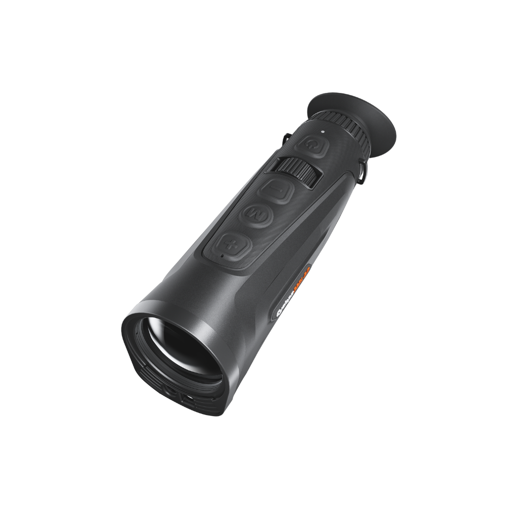 A black thermal monocular , identified as a Cyclops 335 3.0, shown at a three-quarter angle.