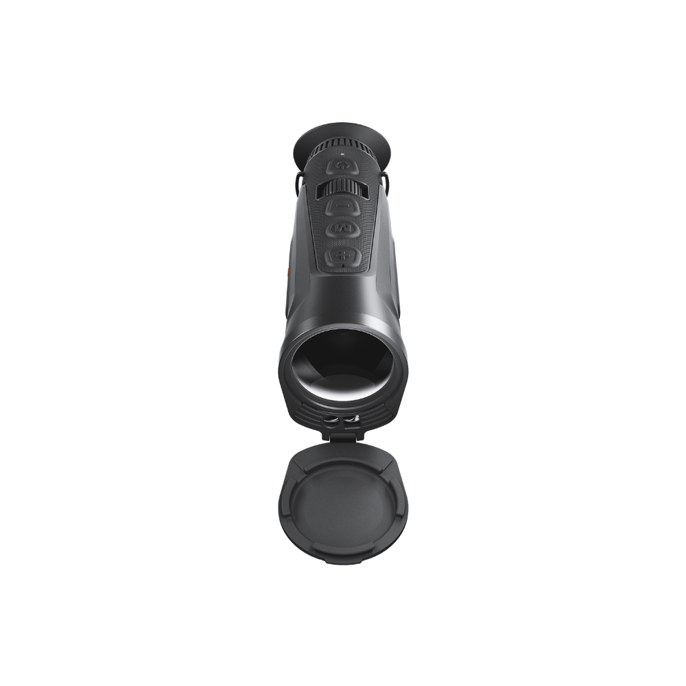 A black thermal monocular , identified as a Cyclops 335 3.0, shown at a top angle.