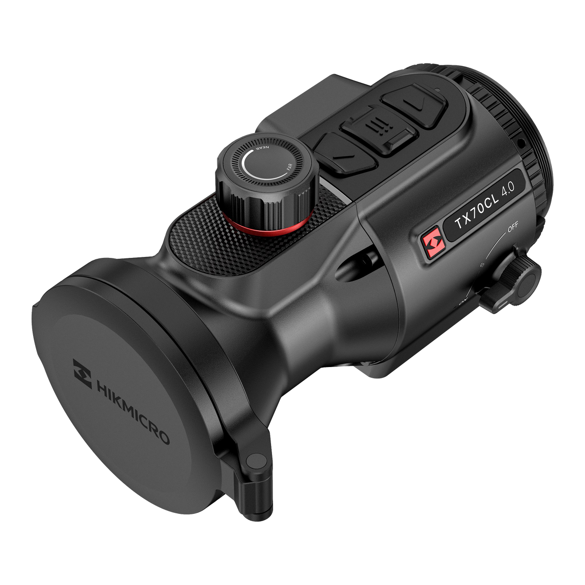 Hikmicro Thunder TX70CL 4.0 warmtebeeld voorzetkijker – bovenaanzicht met bedieningsknoppen